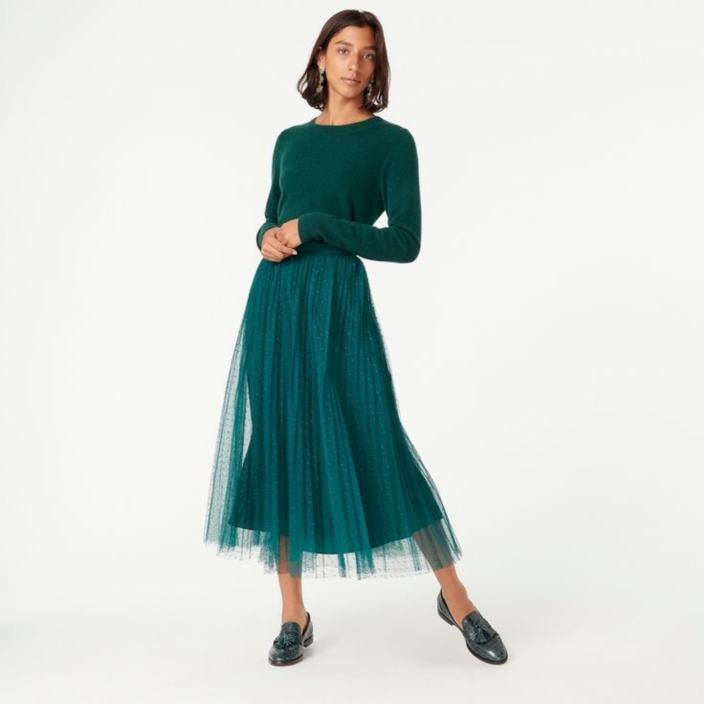 J. Crew Green Tulle Holiday Skirt